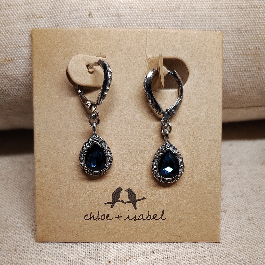 Chloe Isabel Silver And Dark Blue Teardrop Earrings 18$